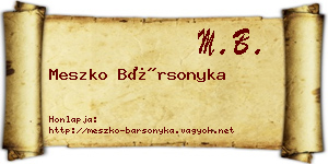 Meszko Bársonyka névjegykártya